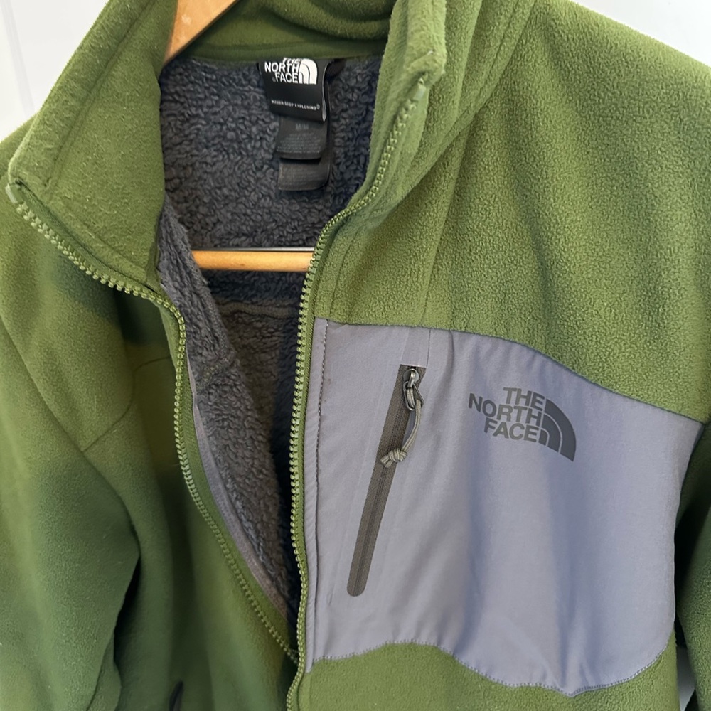 The North Face Olive and Charcoal Fleece Jacket - Picture 2 of 3
